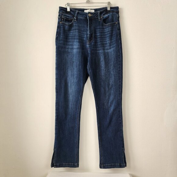 KanCan LA Constance Essentials High Rise Bootcut Jeans Side Slit Dark Wash Denim - Picture 4 of 16